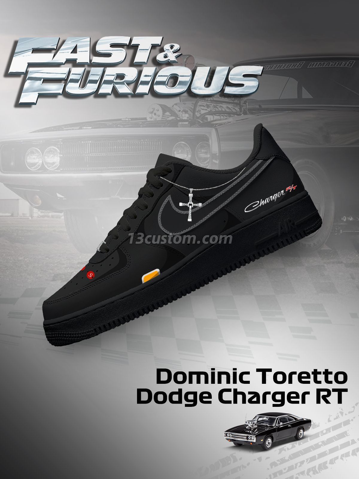 Dominic Toretto Charger RT Custom Sneakers