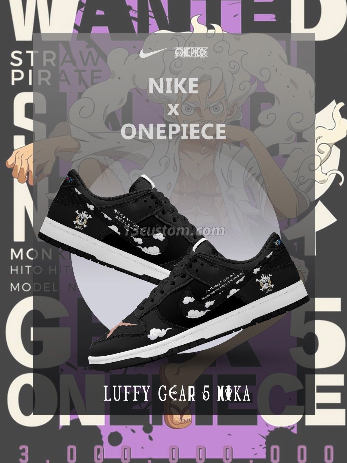 Luffy Gear 5 Nika V.3 Custom Court-Low Sneakers