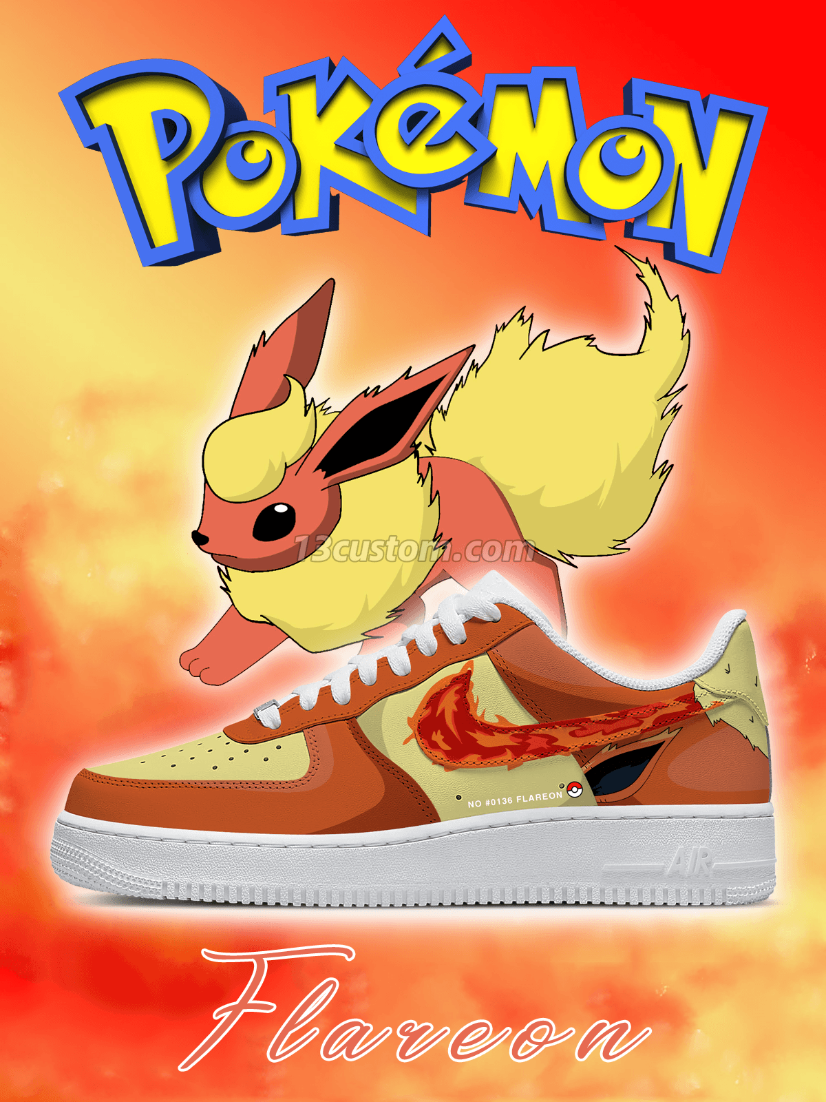 No.0136 Flareon Custom Sneakers
