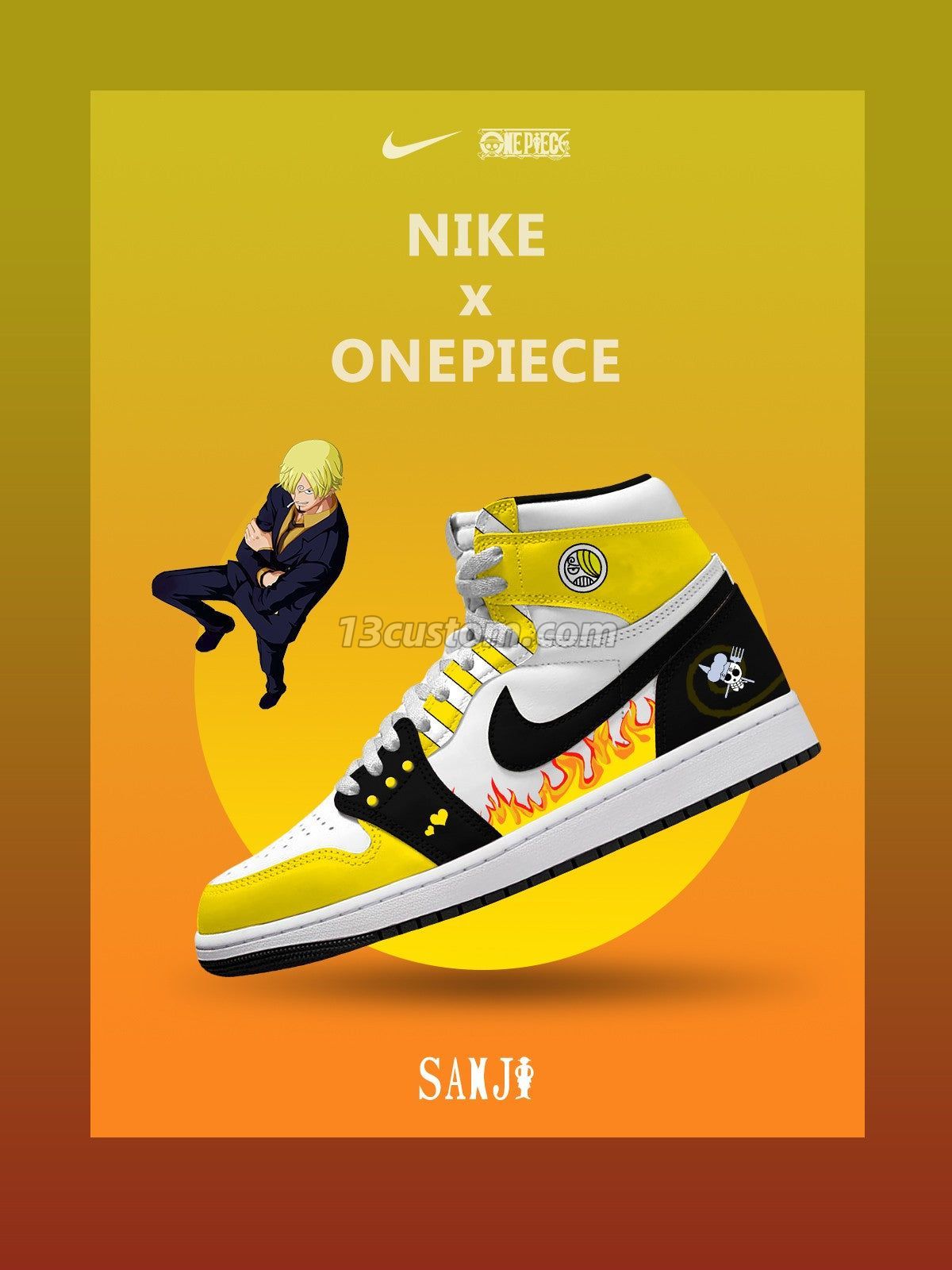 Black Leg Sanji V.3 Custom High-Top Sneakers