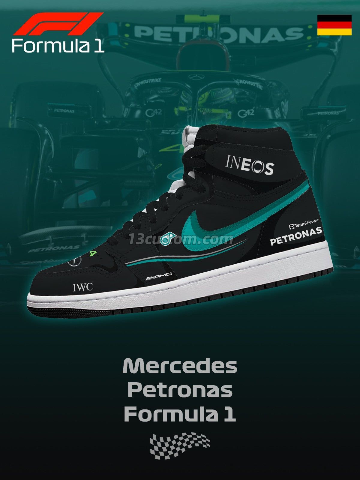 M Petronas F.1 V.1 Custom High-Top Sneakers