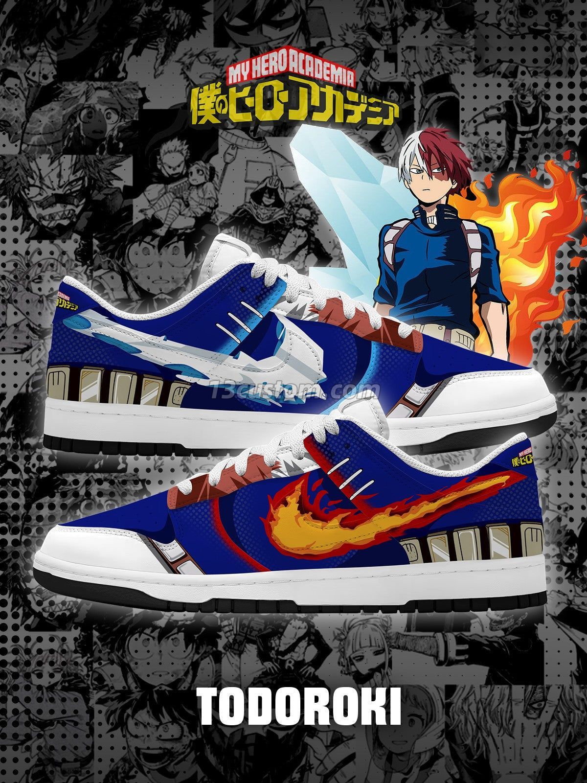 Shoto Todoroki V.2 Custom Court-Low Sneakers