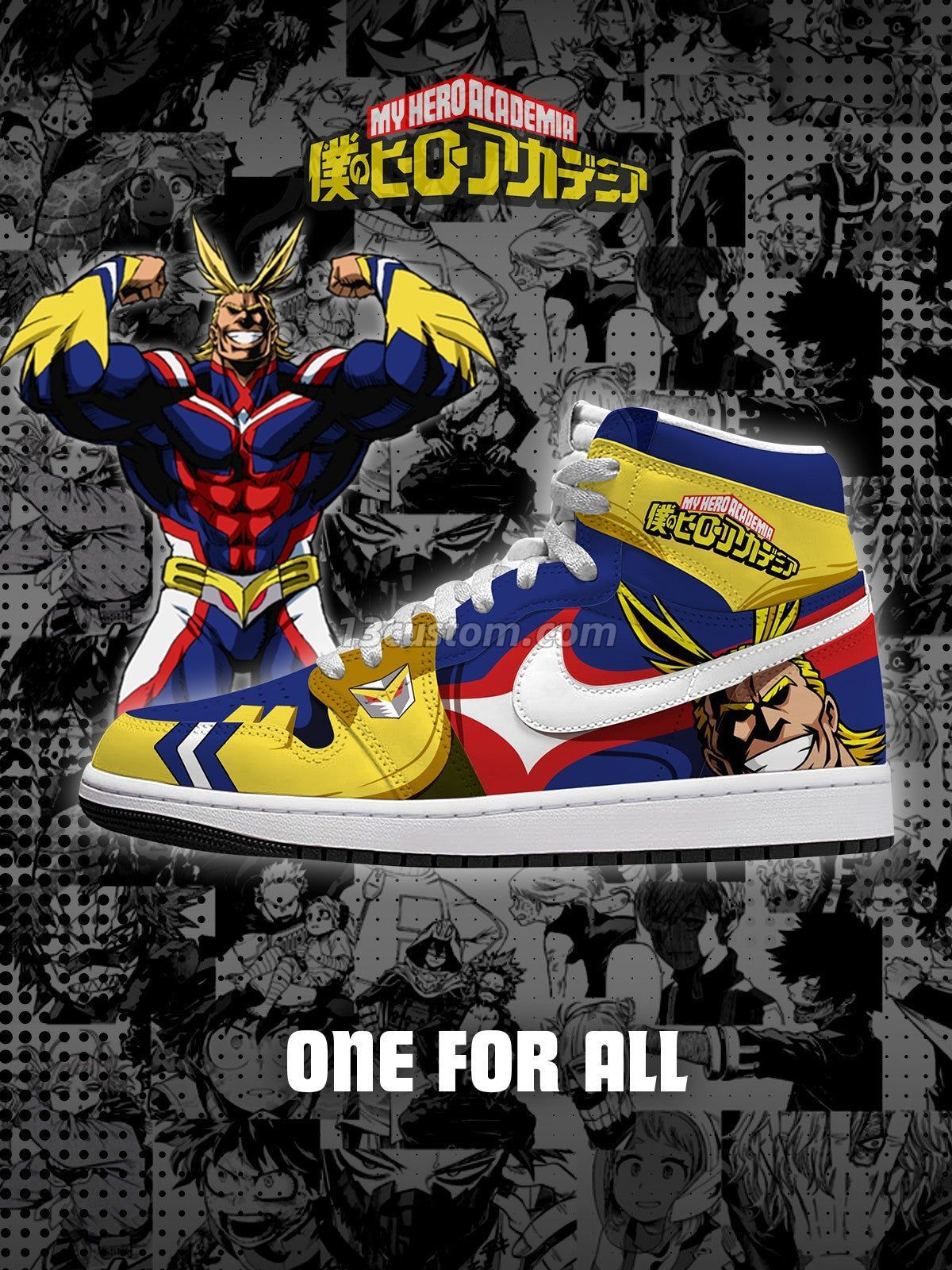 All Might V.1 Custom High-Top Sneakers